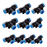 Kit 10 Conexão União Tee Plástica 4mm Pneumática Instantânea