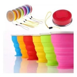 Kit 10 Copo Dobrável Retrátil De Silicone 200ml