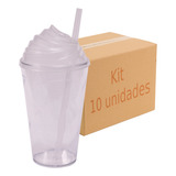 Kit 10 Copo Twister 300 Tampa Chantily Canudo Atacado Varejo