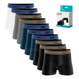 Kit 10 Cueca Boxer Lupo Algodão Box Atacado Masculina Preta