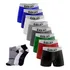 Kit 10 Cuecas Box Boxer Microfibra Lisa + 12 Pares De Meias 