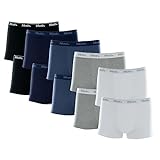 Kit 10 Cuecas Boxer Cotton Algodão Com Elástico  Mash  Masculino  Branco Preto Cinza Escuro Azul Jeans Escuro Azul Marinho  M