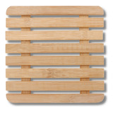 Kit 10 Descansos Panela Suporte Apoio Quadrado Bambu 17cm