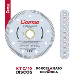 Kit 10 Disco Corte Porcelanato Diamantado Turbo 110mm Cortag