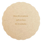 Kit 10 Disco Placa Sousplat Mdf Cru 35 Cm Supla Ondulado