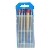 Kit 10 Eletrodo Tungstênio Tig 2 4mm 3 32 Vermelho 2 Tório