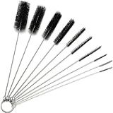 Kit 10 Escovas Limpeza Haste Em Aço Inoxidavel Cerdas Em Nylon Modelo Cilindrico