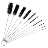 Kit 10 Escovas Limpeza Haste Inox Cerdas Nylon Cilindricas