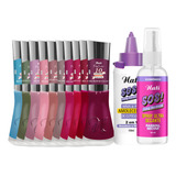 Kit 10 Esmaltes Nati C Amolecedor E Spray Ultra Secante