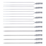 Kit 10 Espetos De Alumínio 70cm Para Churrasco Churrasqueira