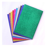 Kit 10 Eva Glitter Artesanato Escolar Cores Sortidas 40x48