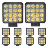 Kit 10 Farol Milha 16 Led 48w 12 24v Quadrado Off road 6000k