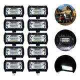 Kit 10 Farol Milha Retangular Led 72w 48v Agrícola Trator