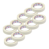 Kit 10 Fita Crepe Adere P  Pintura Imobiliária 24mmx50m 423 Cor Branco Liso