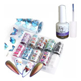 Kit 10 Fitas Adesivo Foil Transfer Cola De Transfer Unhas