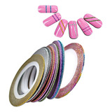 Kit 10 Fitilhos Decoração Unhas Fita Fio Metálico 1mm Cores