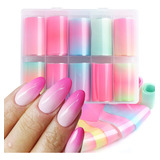 Kit 10 Foil Aurora Holográfico Decoração De Unhas Gel