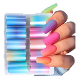 Kit 10 Foil Aurora Holográfico Decoração De Unhas Gel