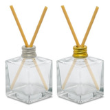 Kit 10 Frascos De Vidro Cubo 50 Ml Aromatizador Varetas Cor Dourado Prata