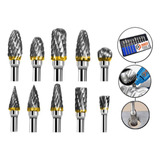 Kit 10 Fresa Lima Rotativa Metal Duro Retifica Tungstênio
