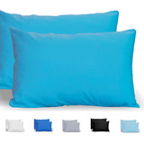 Kit 10 Fronhas Avulsas Para Travesseiro Malha Lisa 100 Algodão Toque Macio Com Zíper Hotel Pousada Cor Azul Ártico Cozzilar