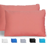 Kit 10 Fronhas Avulsas Para Travesseiro Malha Lisa 100 Algodão Toque Macio Com Zíper Hotel Pousada Cor Coral Cozzilar