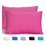 Kit 10 Fronhas Avulsas Para Travesseiro Malha Lisa 100 Algodão Toque Macio Com Zíper Hotel Pousada Cor Pink Cozzilar