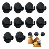 Kit 10 Ganchos Adesivo Parede Preto Pendurar Toalhas Roupas