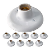 Kit 10 Ilumi Plafonier Plafon 100w Bocal Soquete E27 Em Porcelana Cor Branco