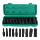 Kit 10 Jogo De Soquete Impacto Longo 1 2 10 A 24mm 10pçs
