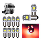 Kit 10 Lampada Ba9s 5 Led 24v Cores T4w 69 Atacado