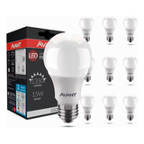 Kit 10 Lâmpada Led 15w Bulbo E27 6500k Branco Frio Avant