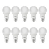 Kit 10 Lâmpada Led 7w Bulbo Soquete E27 Bivolt Casa Comércio Luz Branco frio 6500k 110v 220v bivolt 