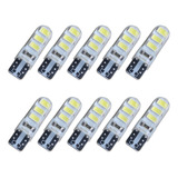 Kit 10 Lampada T10 6 Led 5630 Siliconada Branca Atacado