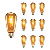 Kit 10 Lâmpadas Filamento Led Homefy Decorativa Retrô Vintage Âmbar Branco quente 110v 220v