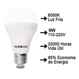 Kit 10 Lâmpadas Led 9w Bulbo 6500k Bivolt Ourolux Cor Da Luz Branco Frio 6500k 110 220v