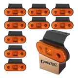 Kit 10 Lanterna Lateral Led Carreta Facchini Suporte Amarela