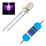 Kit 10 Led Uv ultra Violeta 5mm 10 Resistores 470 R