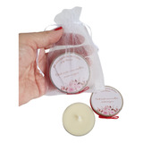 Kit 10 Lembrancinha Vela Aromática Latinha Saquinho Organza