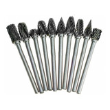 Kit 10 Limas Rotativas Tungstênio Retífica Fresa Cnc 3mm