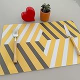Kit 10 Lugar Jogo Americano Retangular Descanso De Prato Mesa Decoração Amarelo MOD D 