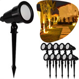 Kit 10 Luminária Espeto Jardim Cob Led 7w Branco Quente