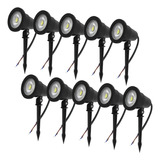 Kit 10 Luminária Espeto Jardim Cob Led 7w Prova D água Cor Da Carcaça Preto Cor Da Luz Branco frio  6000k 6500k  Bivolt  110v 220v 