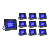 Kit 10 Luminária Holofote 30w Azul Bivolt Led Jardim Ilumina