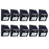 Kit 10 Luminária Solar Luz Led Sensor De Presença Automático