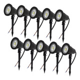 Kit 10 Luminárias Espeto Jardim Cob Led 7w Bq Aaatop Ip65