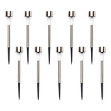 Kit 10 Luminárias Luz Solar Inox Led Poste Iluminação Jardim