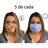 Kit 10 Máscaras Estampada Saúde Proteção