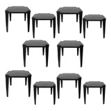 Kit 10 Mesas Monobloco Quadrada De Lazer E Bar Preto