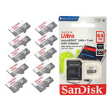 Kit 10 Micro Sd Memoria 64gb Class10 Sandisk Ultra Promoção